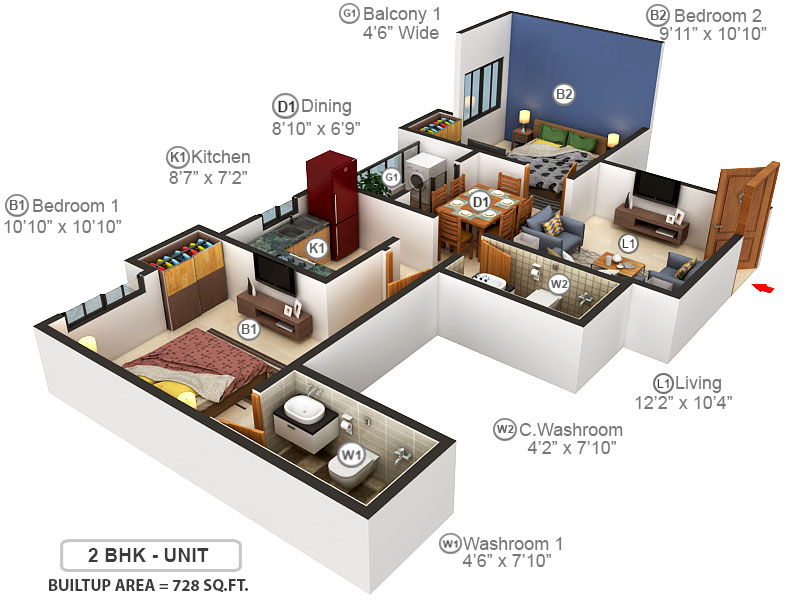 3DFloorPlan of Merlin Pristine