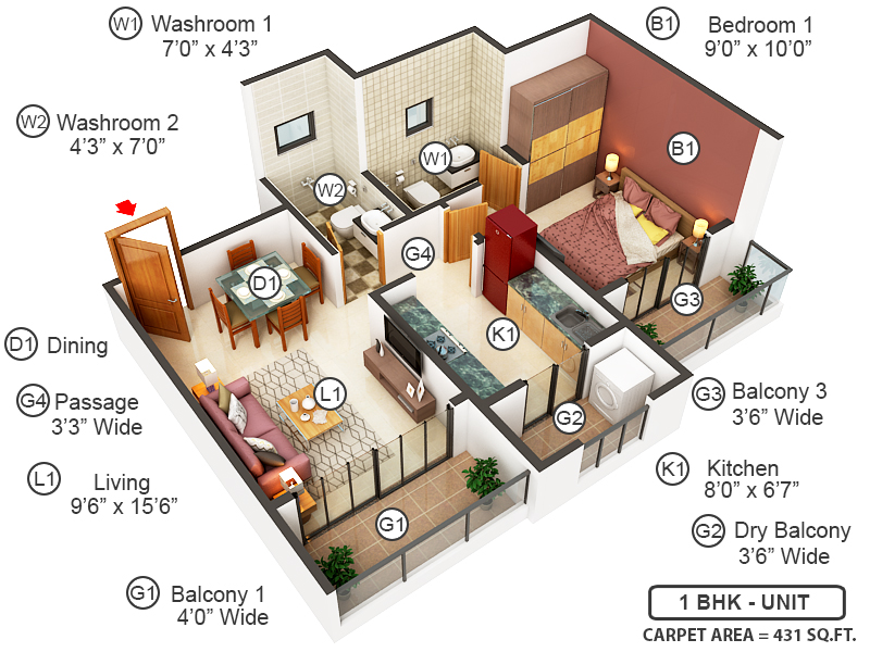 3DFloorPlan of Regency Anantam Phase III