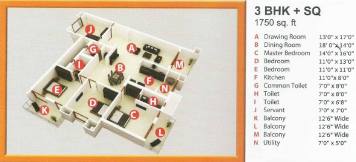3DFloorPlan of Divine Delhi Awas Yojna