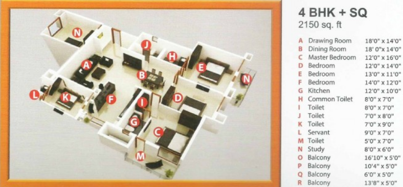 3DFloorPlan of Divine Delhi Awas Yojna
