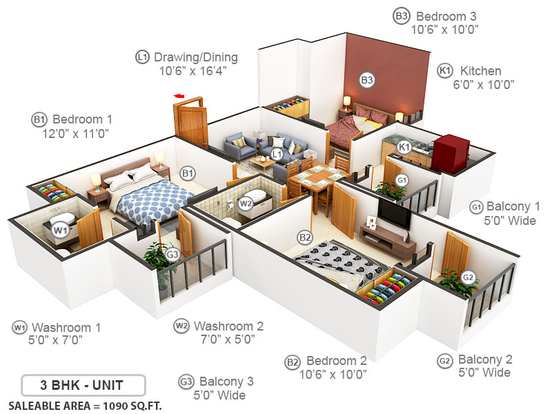 3DFloorPlan of Mehak Jeevan
