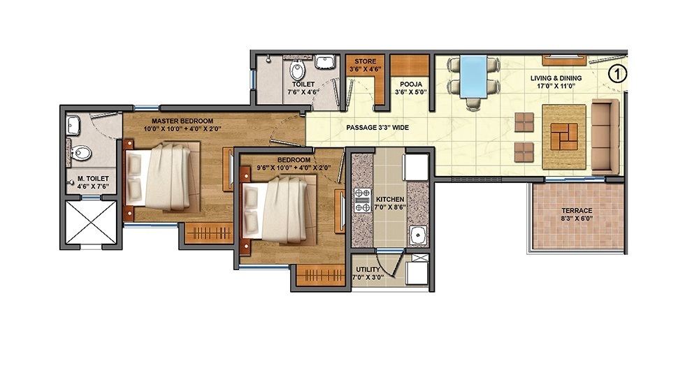 3DFloorPlan of Lodha Palava Olivia A