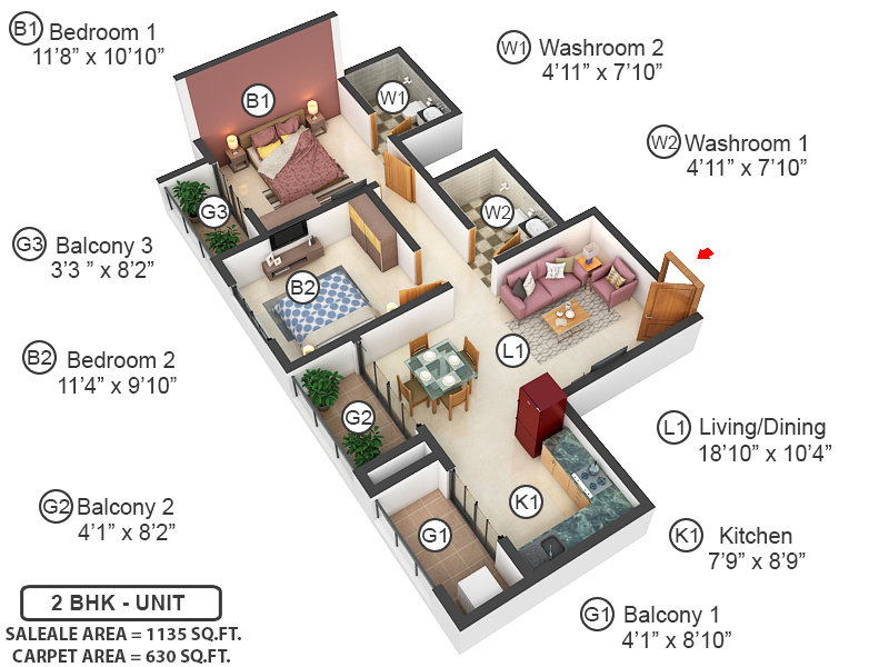 3DFloorPlan of Sobha Dream Heights