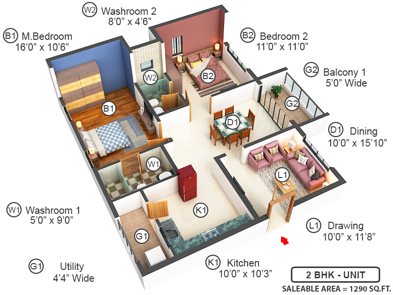 3DFloorPlan of Gem Nakshathra Phase I