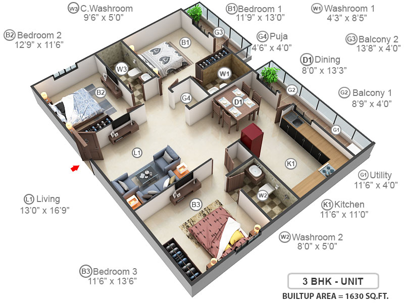 3DFloorPlan of Surya Spaces