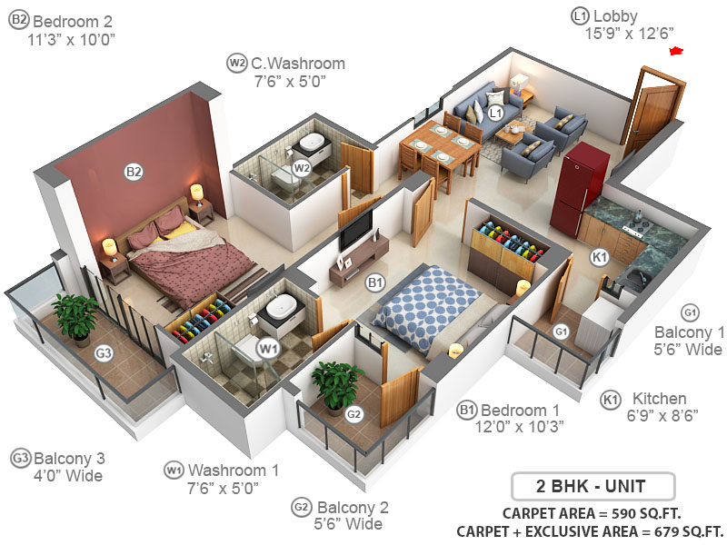 3DFloorPlan of MRG The Balcony