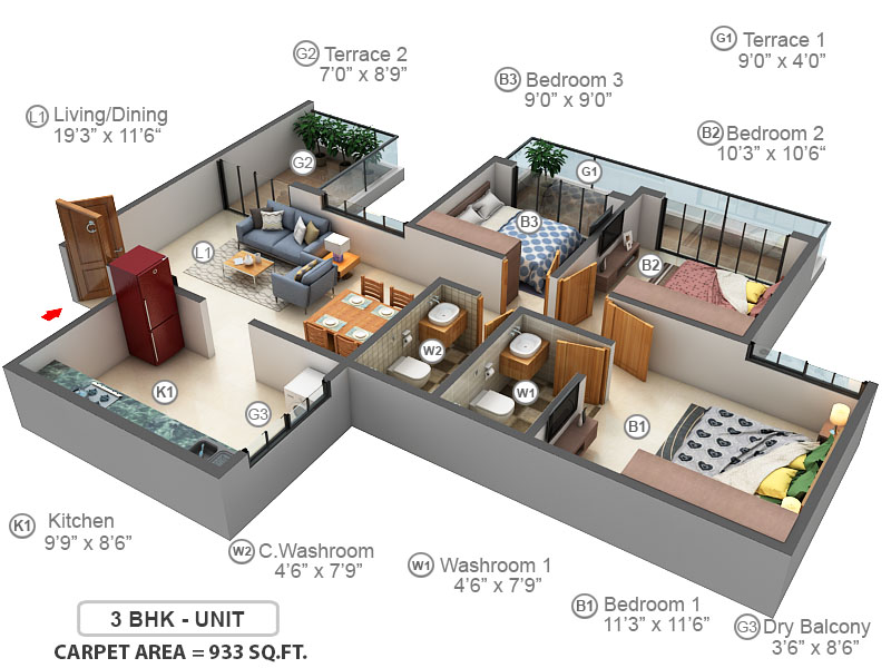 3DFloorPlan of Shree Signature Park C And D Building