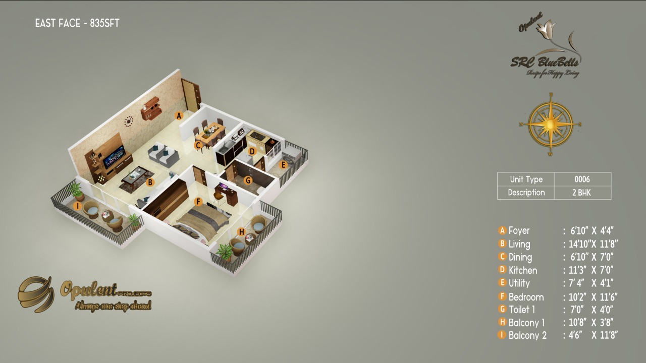 3DFloorPlan of Sunka Reddy Constructions Opulent SRC Blue Bells