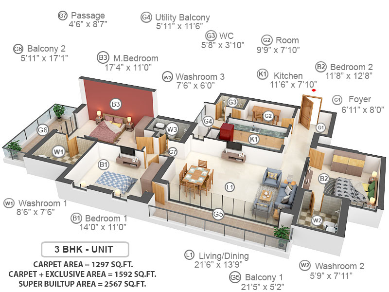 3DFloorPlan of Emaar Digi Homes