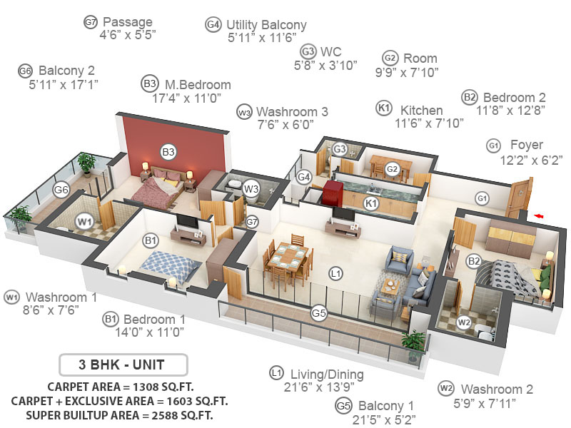 3DFloorPlan of Emaar Digi Homes