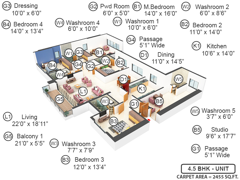 3DFloorPlan of Kalpataru Avana