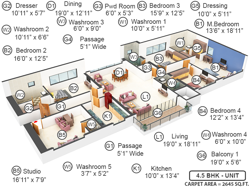 3DFloorPlan of Kalpataru Avana