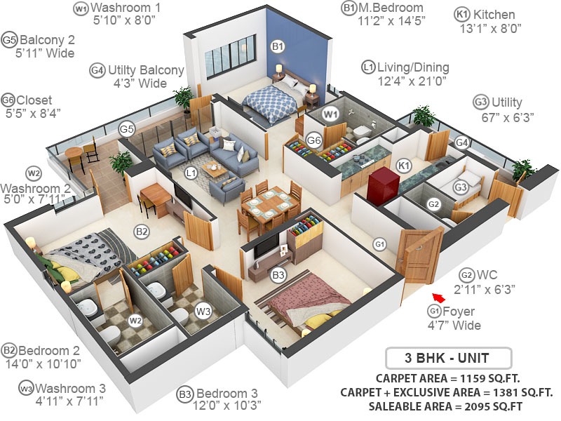 3DFloorPlan of Conscient Hines Elevate