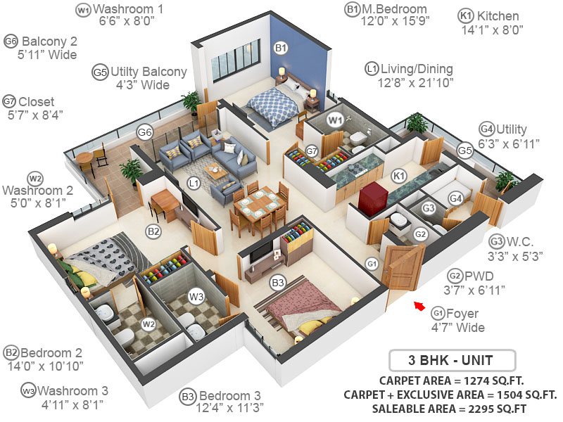 3DFloorPlan of Conscient Hines Elevate
