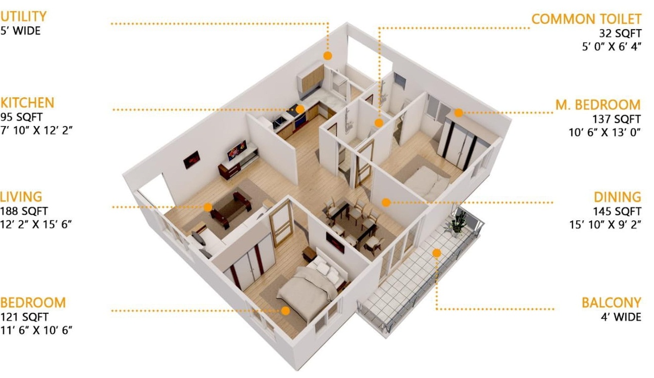 3DFloorPlan of Mystic Nest