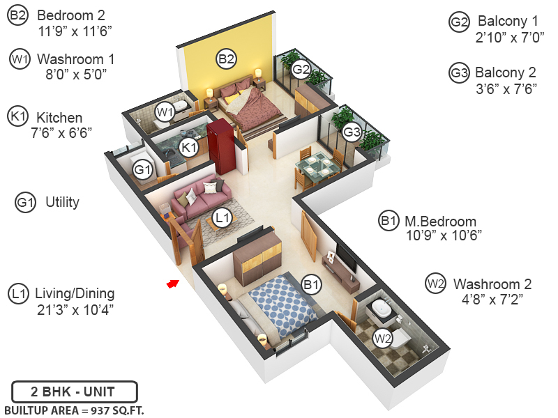 3DFloorPlan of Velpula Pride