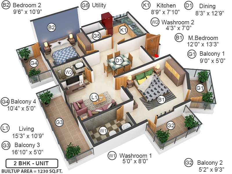 3DFloorPlan of Velpula Pride