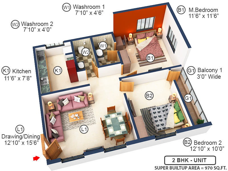 3DFloorPlan of Modi Paradise