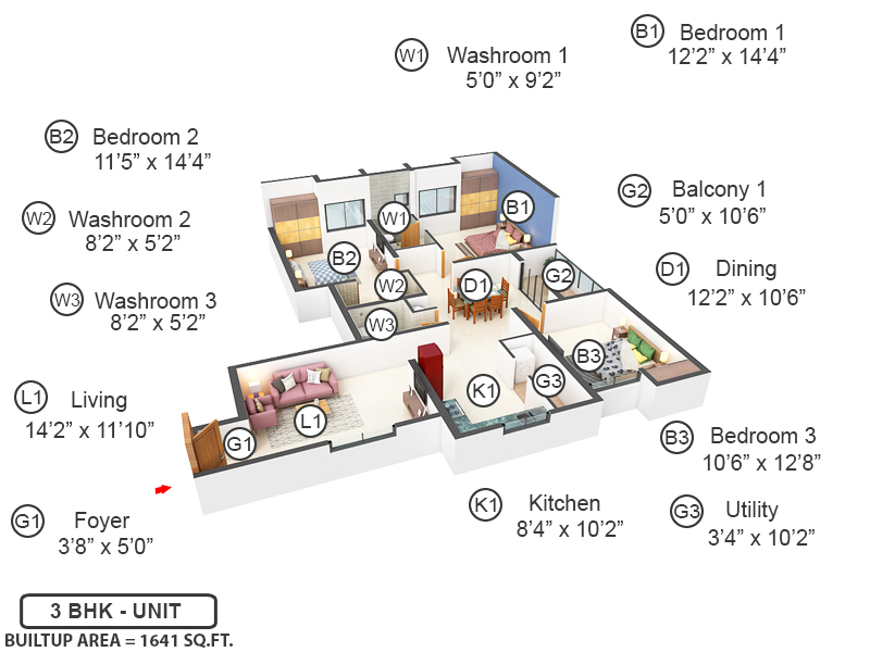 3DFloorPlan of Jains Seven 77