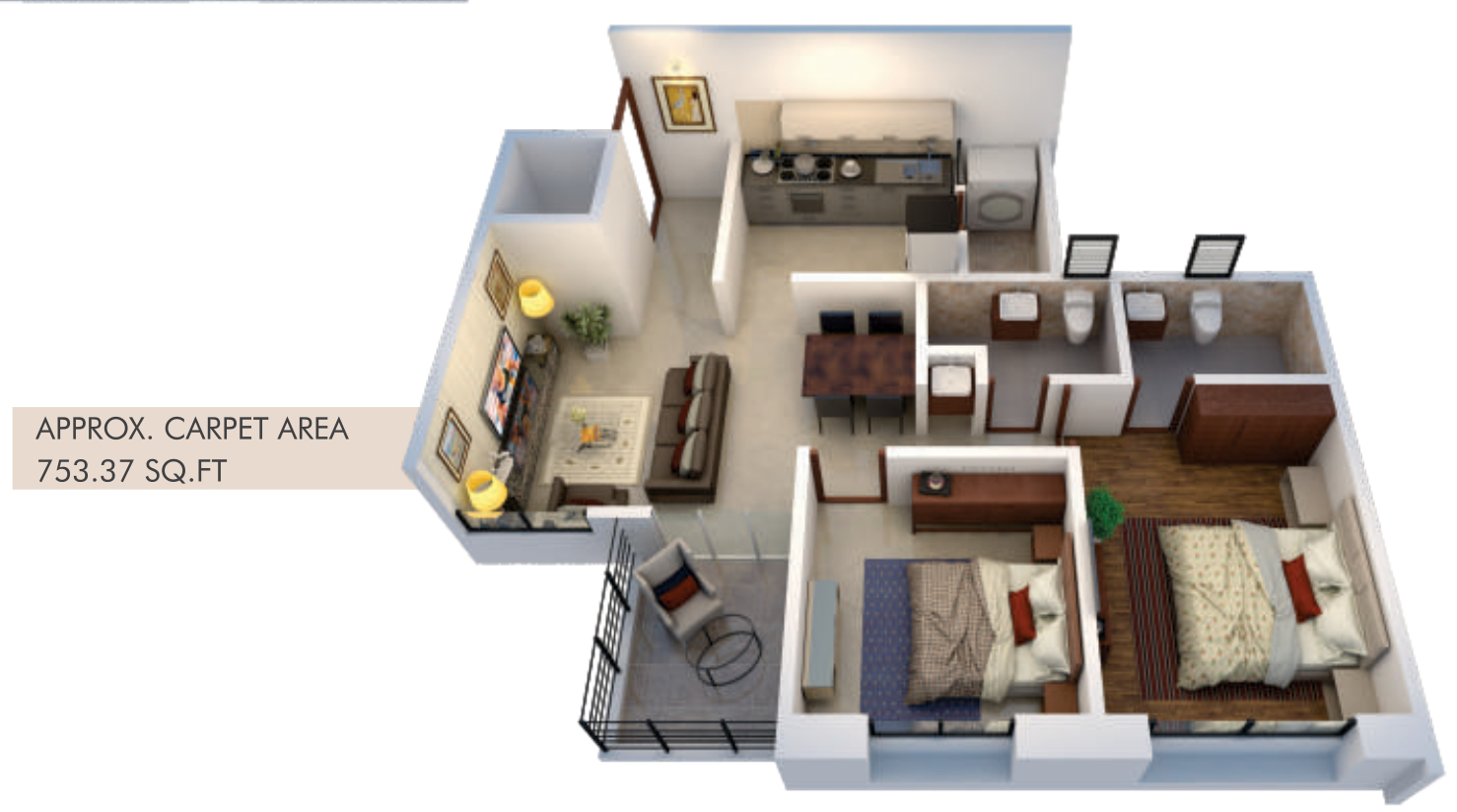 3DFloorPlan of Vrindavan Heights Phase II