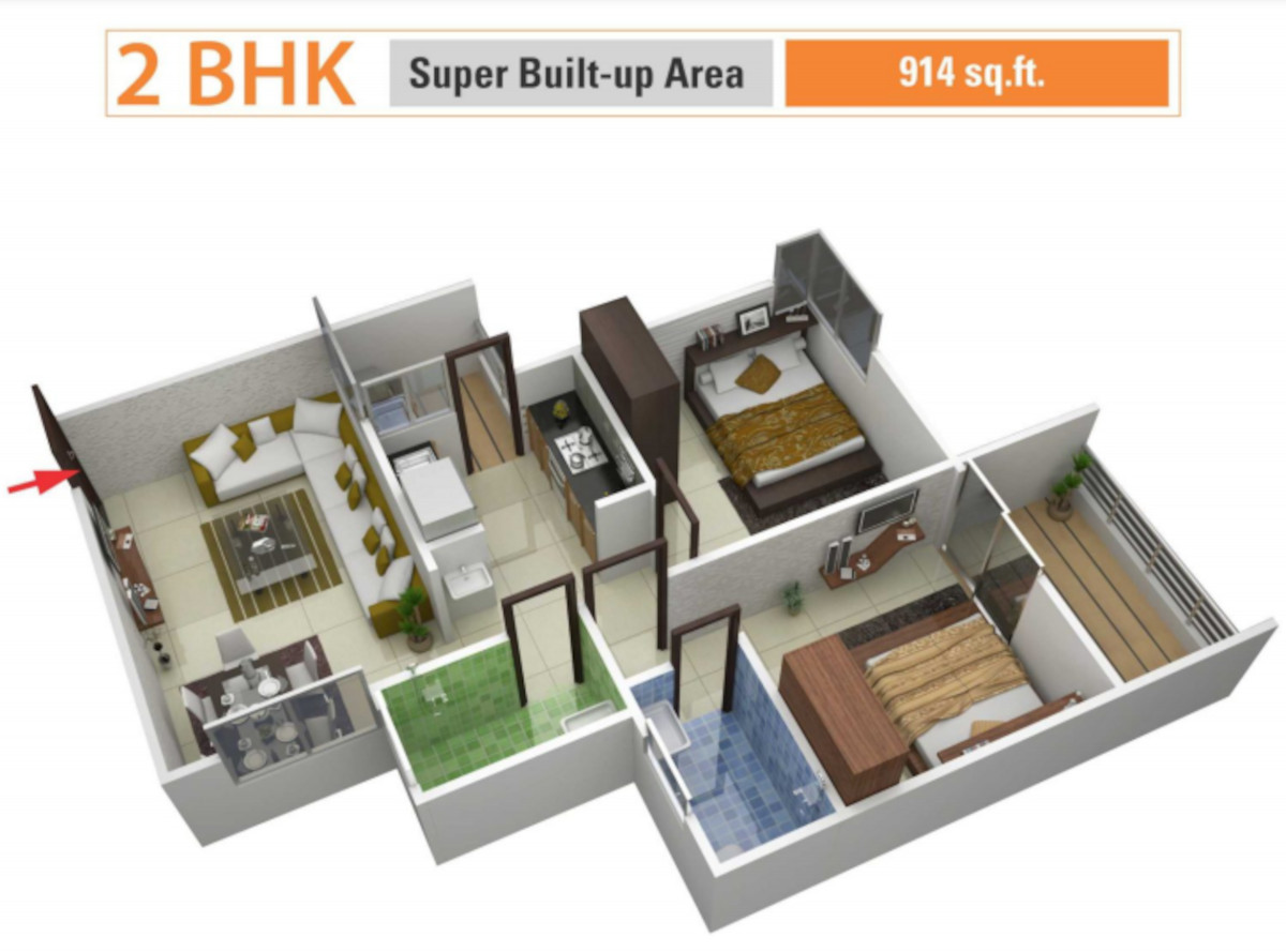 3DFloorPlan of Laabham Residency Phase 1