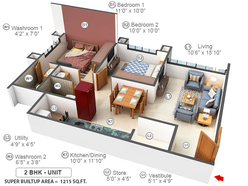 3DFloorPlan of Mayur Naranbhai Patel Aadi Siddhi Residency