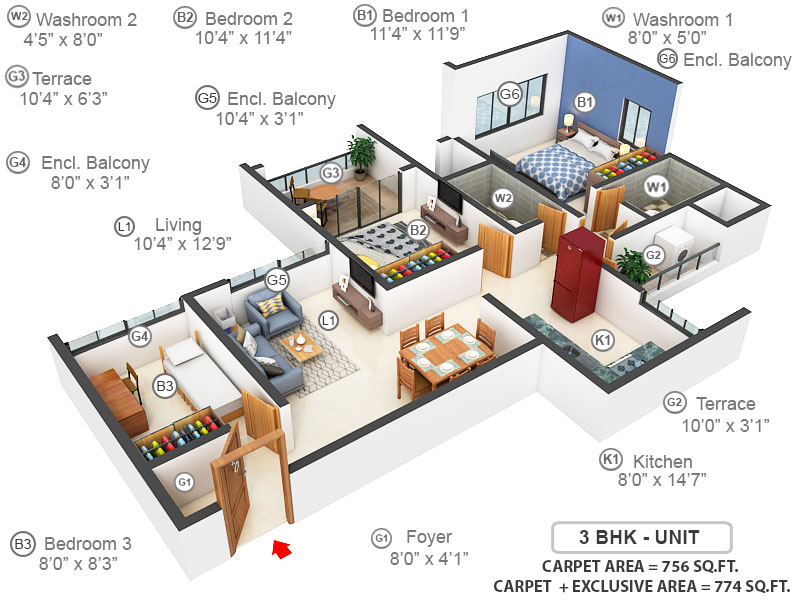 3DFloorPlan of Kumar Piccadilly E Building