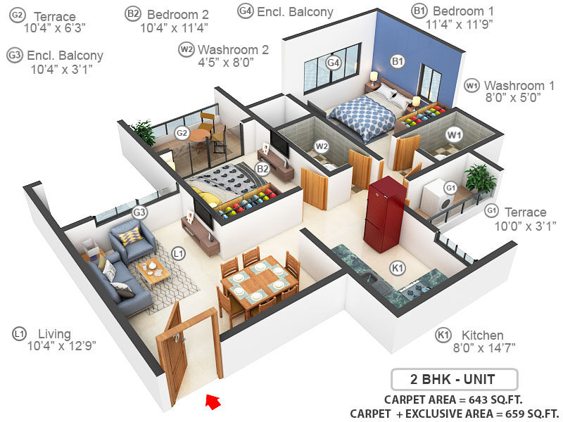 3DFloorPlan of Kumar Piccadilly E Building