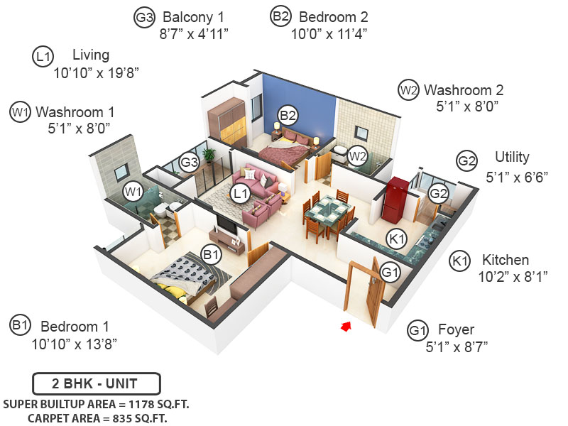 3DFloorPlan of Vajram Newtown