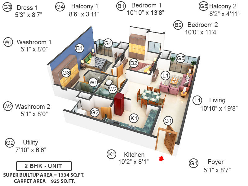 3DFloorPlan of Vajram Newtown