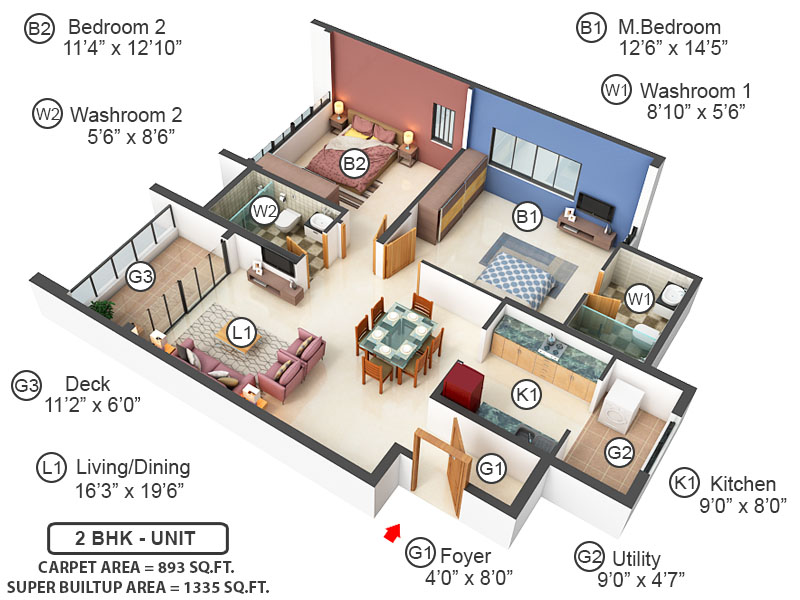 3DFloorPlan of Shapoorji Pallonji Parkwest Phase 2
