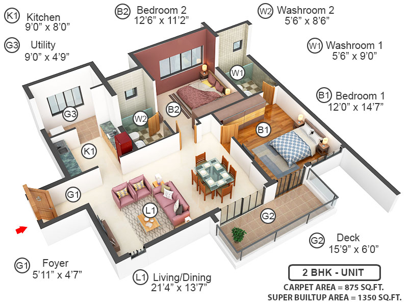 3DFloorPlan of Shapoorji Pallonji Parkwest Phase 2