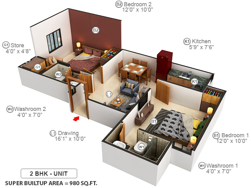 3DFloorPlan of BRD Divine Residency