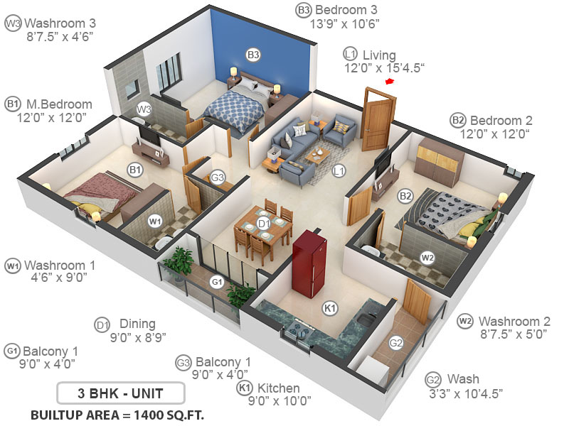 3DFloorPlan of India Adithya