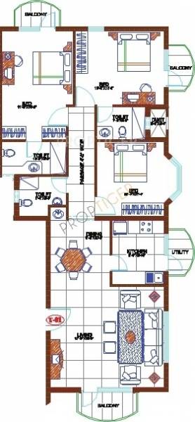 Gold Gold Opus Floor Plan (3BHK+3T)