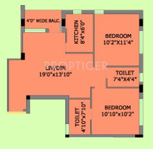 Eden Flora (2BHK+2T (938 sq ft) 938 sq ft)