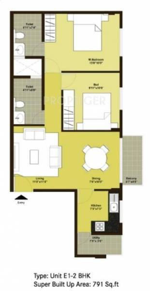 Century Paradise (2BHK+2T (791 sq ft) 791 sq ft)
