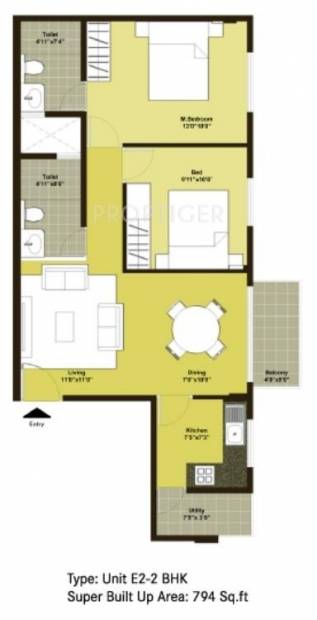 Century Paradise (2BHK+2T (794 sq ft) 794 sq ft)