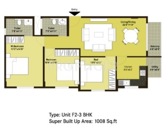 Century Paradise (3BHK+2T (1,008 sq ft) 1008 sq ft)