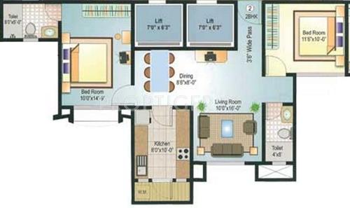 Neelam Realtors Shree Vardhan Floor Plan (2BHK+2T)