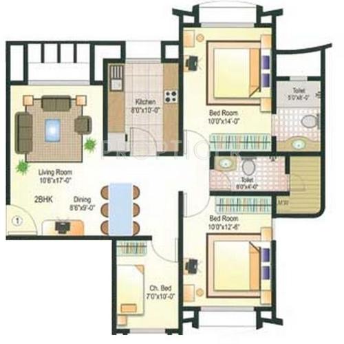 Neelam Realtors Shree Vardhan Floor Plan (3BHK+3T)