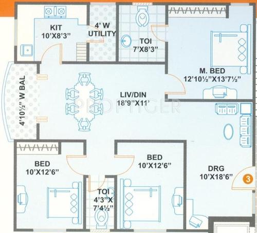 Jubilee Homes (3BHK+2T (1,462 sq ft) 1462 sq ft) Jubilee Homes (3BHK+2T (1,462 sq ft) 1462 sq ft)