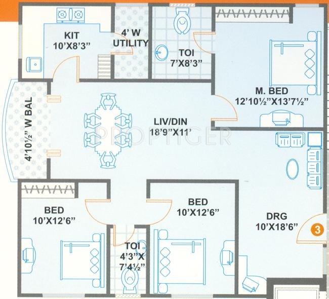 Jubilee Homes (3BHK+2T (1,462 sq ft) 1462 sq ft) Jubilee Homes (3BHK+2T (1,462 sq ft) 1462 sq ft)