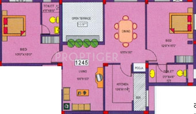Literoof Crescent Castle (2BHK+2T (1,245 sq ft) 1245 sq ft)