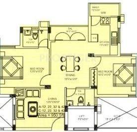 Chaitanya Serena (2BHK+2T (950 sq ft) 950 sq ft)