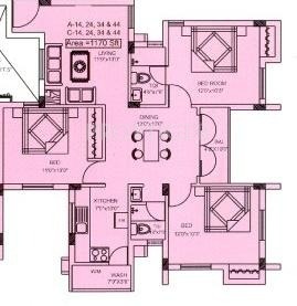 Chaitanya Serena (3BHK+3T (1,170 sq ft) 1170 sq ft)