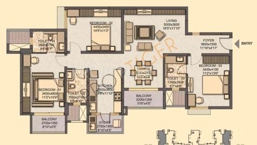 Sobha Classic (3BHK+3T (1,752 sq ft) 1752 sq ft)