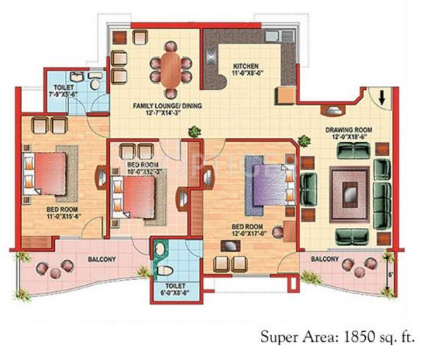 Eldeco Citadel (3BHK+2T (1,850 sq ft) 1850 sq ft) Eldeco Citadel (3BHK+2T (1,850 sq ft) 1850 sq ft)