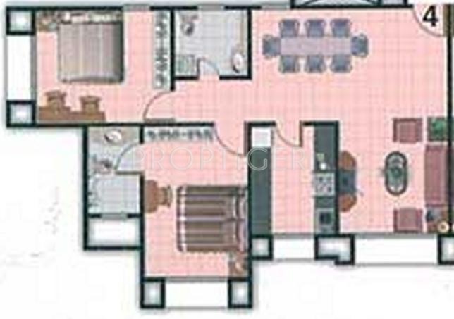 Neelam Realtors Sudha Park Floor Plan (2BHK+2T)