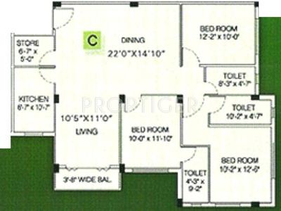 Akshara Akshara Park (3BHK+3T (1,665 sq ft) 1665 sq ft)